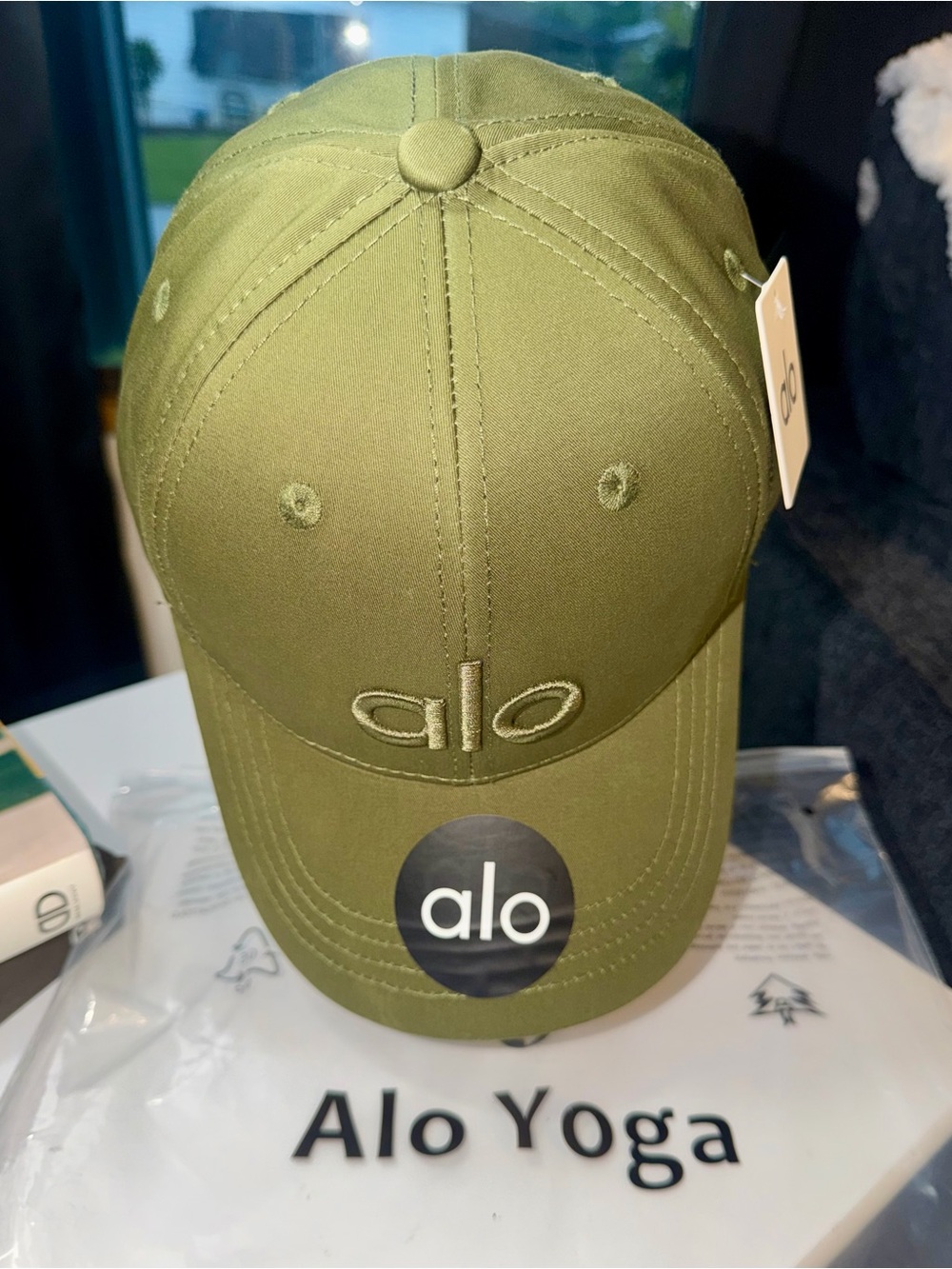 ALO Yoga Olive Green Off Duty Logo Baseball Cap - Picture 5 of 14
